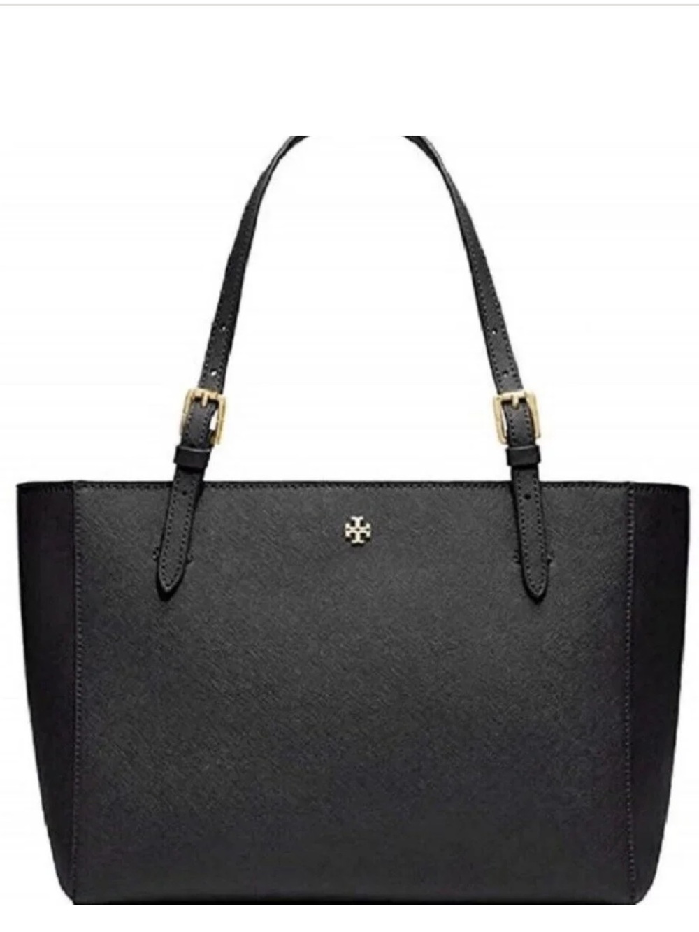 Tory Burch NAVY Leather Tote with Gold Logo